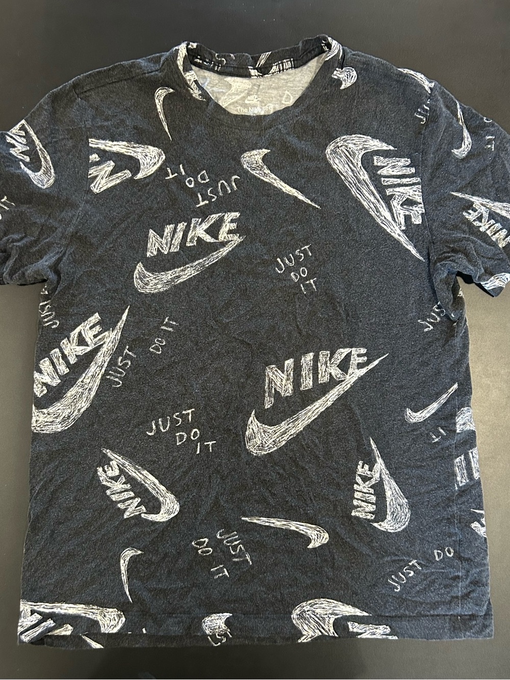 Nike Black Allover White Logo Short Sleeve Tee